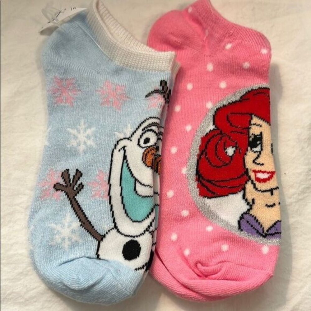 Disney Olaf and Ariel Ankle Socks